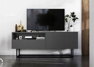 TV-Schrank Graphit Matt TV Möbel mit Schublade Industriell TV Sideboard Loft Matt