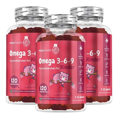 Dreifachpack: Omega 3-6-9 Gummies - 3x 120 Stück - Lecker & Zuckerfrei