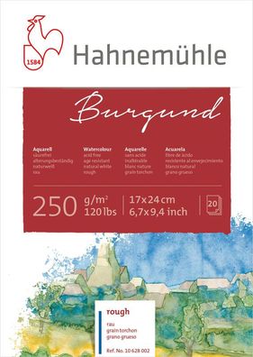 Hahnemühle Aquarellblock Burgund rau 250g/m², 20 Blatt, verschiedene Größen