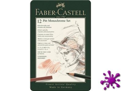 Faber-Castell Pitt Monochrome Set, klein im Metalletui 12-teilig