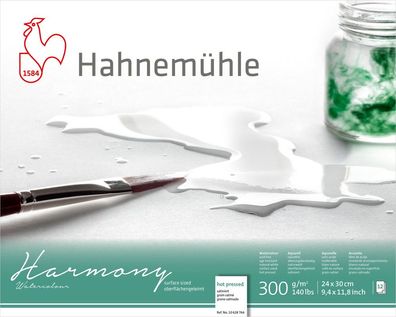 Hahnemühle Aquarellblock Harmony satiniert 300g/m², 12 Blatt, verschiedene Größen