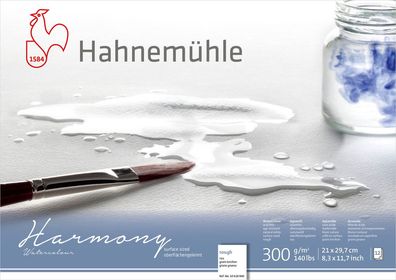 Hahnemühle Aquarellblock Harmony rau 300g/m², 12 Blatt, verschiedene Größen