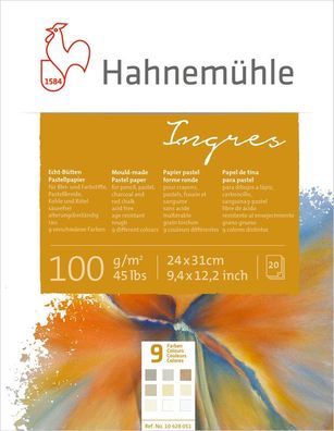 Hahnemühle Echt-Bütten Ingresblock 100g/m², 20 Blatt, 9 Farben, verschiedene Größen