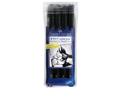 Faber-Castell PITT Artist Pen 4er Etui brush Black Set