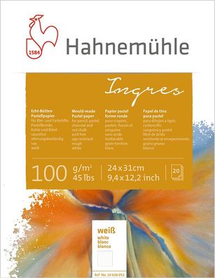 Hahnemühle Echt-Bütten Ingresblock weiß 100g/m², 20 Blatt, verschiedene Größen