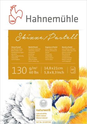 Hahnemühle Skizze/Pastell Block 130g/m², 100% Hadern, 30 Blatt, verschiedene Größen