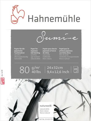 Hahnemühle Sumi-e Tusche Block 80g/m², 20 Blatt, verschiedene Größen