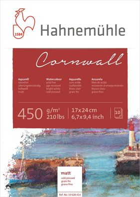 Hahnemühle Aquarellblock Cornwall matt 450g/m², 10 Blatt, verschiedene Größen