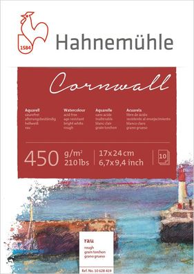 Hahnemühle Aquarellblock Cornwall rau 450g/m², 10 Blatt, verschiedene Größen