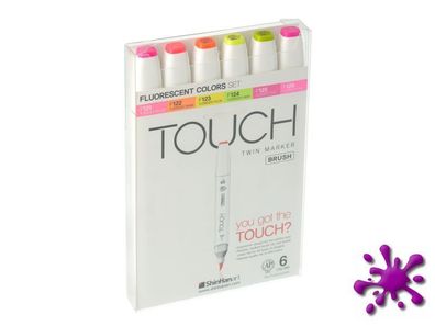 Touch Twin Brush Marker 6er Set Fluorescent