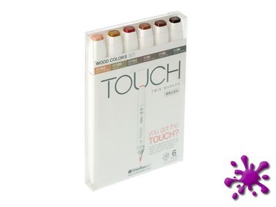 Touch Twin Brush Marker 6er Set Wood - Brauntöne