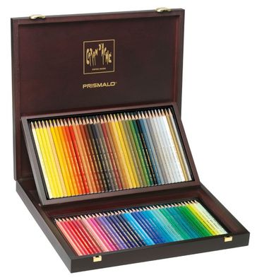 Caran d'Ache Prismalo Aquarellfarbstifte - 80 Farben im Holzkoffer