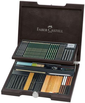 Faber-Castell PITT Monochrome Holzkoffer, 85-teilig, 112971