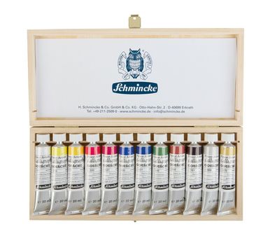 Schmincke Calligraphy Gouachefarben im Holzkasten, 12 x 20ml