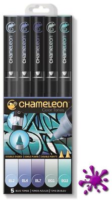 Chameleon Pens 5er Set - Blau Töne