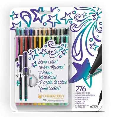 Chameleon Pens 24er Fineliner Set - kräftige Farben