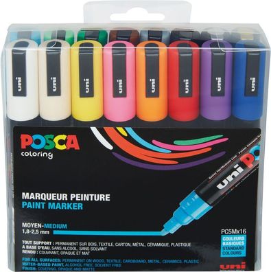 Posca Marker-Set PC-5M mittelfeine Rundspitze - 16er Etui