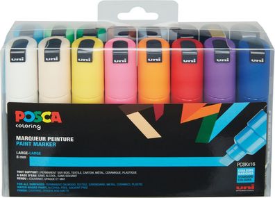 Posca Marker-Set PC-8M breite Keilspitze - 16er Etui