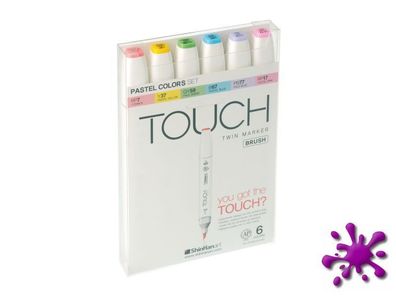 Touch Twin Brush Marker 6er Set Pastel - Pastelltöne