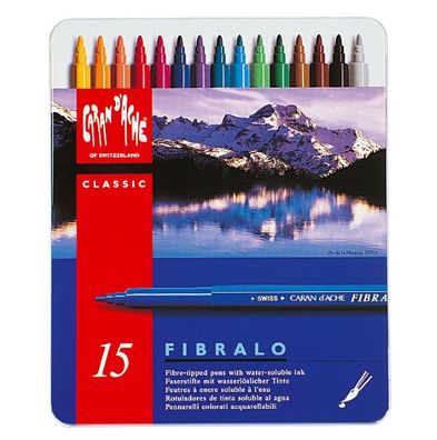 Caran d'Ache Fibralo - 15 Filzstifte in Metallschachtel