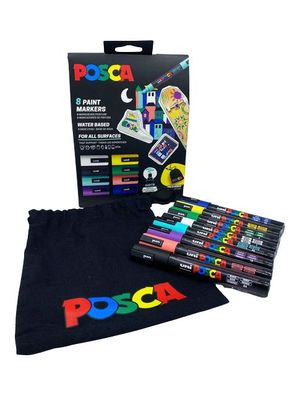 Posca Marker-Set PC-5M 8er Aktionsset mit Stoffbeutel