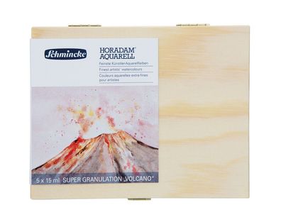 Schmincke Horadam Aquarell "Vulkan" Super Granulation 5x15ml im Holzkasten