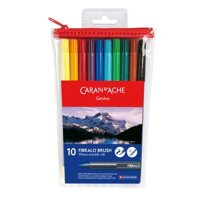 Caran d'Ache Fibralo BRUSH - 10 Filzstifte im Plastiketui