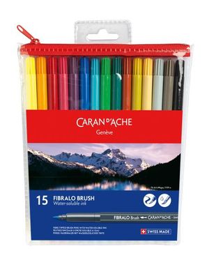 Caran d'Ache Fibralo BRUSH - 15 Filzstifte im Plastiketui