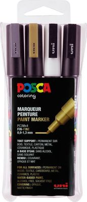 Posca Marker-Set PC-3M fein - 4er Etui Metallic