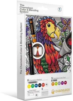 Chameleon Marker 6er Set + 5 Tops Intensivfarben+Blender+Spitzen