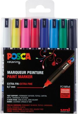 Posca Marker-Set PC-1MR extra-feine kalibrierte Spitze - 8er Etui Grundfarben