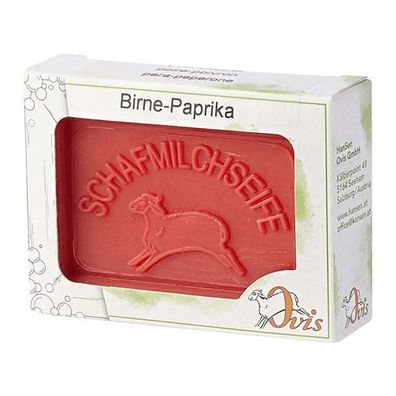 Ovis Schafmilchseife Birne-Paprika, 100% Bio, für die tägliche Dusche, eckig, 100 g,