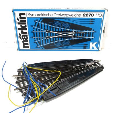 Spur H0 Märklin 2270 K-Gleis Elektro-Dreiweg-Weiche 1 Stück OVP (1804D)