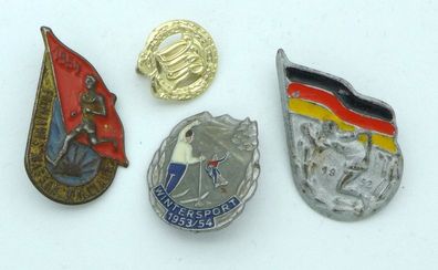 4 DDR Sport 1952 Abzeichen Frühjahrs Massen Waldlauf 1954 Wintersport 1953/54