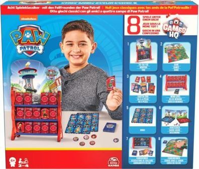 Paw Patrol, Spielesammlung mit Brettspielen für Kinder, Dame, Tic-Tac-Toe, Memo