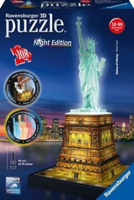 Freiheitsstatue bei Nacht. 3D Puzzle 108 Teile (2016, Game)