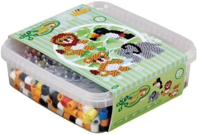 Hama Perlen 8751 Bügelperlen Box Löwe Elefant ca. 600 Bunte Maxi Perle B-WARE