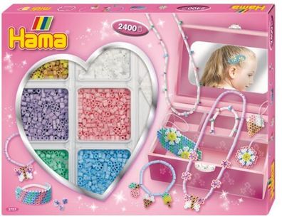 Hama Perlen 3707 Kreativ-Box Accessoires ca. 2.400 bunten Midi Spielzeug B-WARE