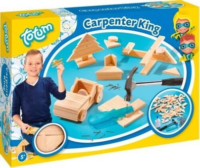 Hammerspiel Carpenter King- Zimmermann-Set mit Holzteilchen Nägel und Holzhammer
