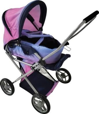 Großer Puppenwagen Blau Pink höhenverstellbar Puppen bis 36cm Kinderwagen NEU