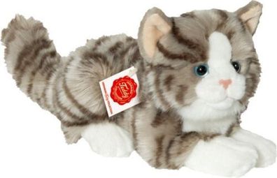 Teddy Hermann Katze liegend grau, ca. 20cm