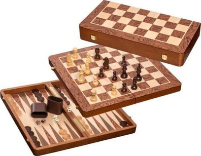 Schach Backgammon Dame Set Gesellschaftsspiel Holz 2 Spieler Schachbrett