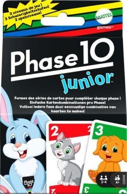 Phase 10 Junior von Mattel , 56 Karten mit Tierbildern , ür Kinder ab 4 Jahren