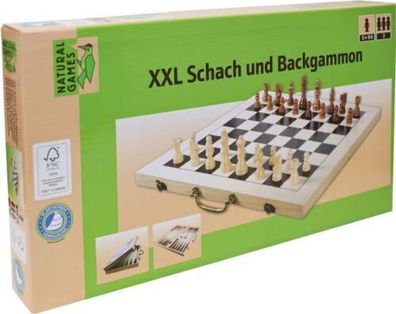 Schachspiel Backfammon Holz XXL Natural Games ab 5 Jahre 2 Spieler NEU