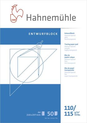 Hahnemühle Transparentblock Diamant 110/115g/m², 50 Blatt, verschiedene Größen