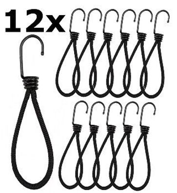 Spanngummi mit Haken, 12 Stück, für Befestigung von Planen
