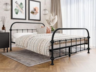 Metallbett Derozi Bett Einzelbett Doppelbett Ehebett Lattenrost aus Buchenholz