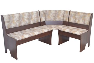 Eckbank mit Truhenfunktion "Paula II", 124x165 cm, nussbaum / creme-grau