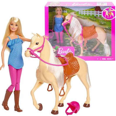 Reitspaß Spiel-Set | Mattel FXH13 | Puppe Barbie mit Pferd & Zubehör