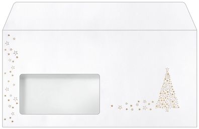 SIGEL DU084 Weihnachts-Umschlag - Weihnachtsbaum - gold - gummiert - DIN lang